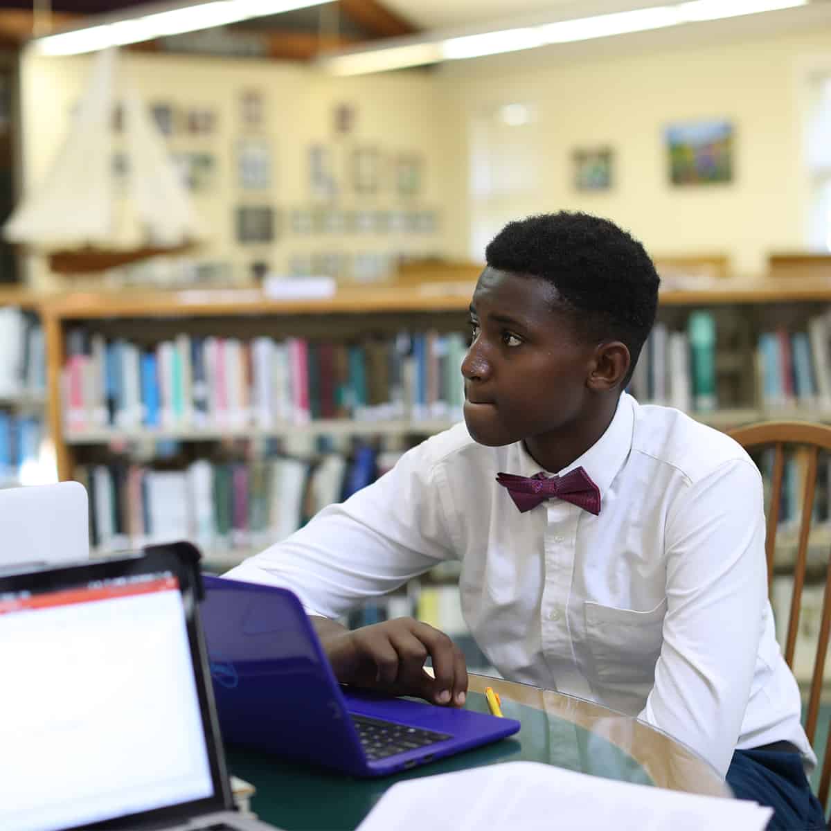 Student in the library.