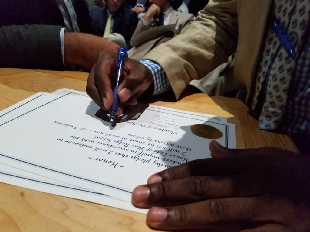 Signing the Honor Code