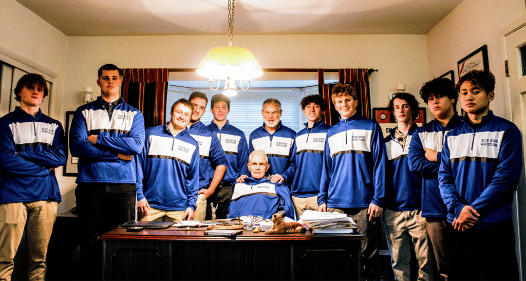 Wrestling team with Hall of Fame Coach Dick Glover.